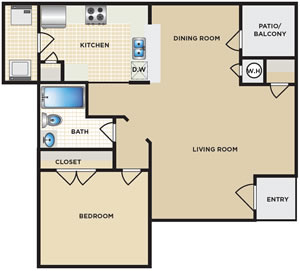 One Bedroom / One Bath - 700 Sq. Ft.*